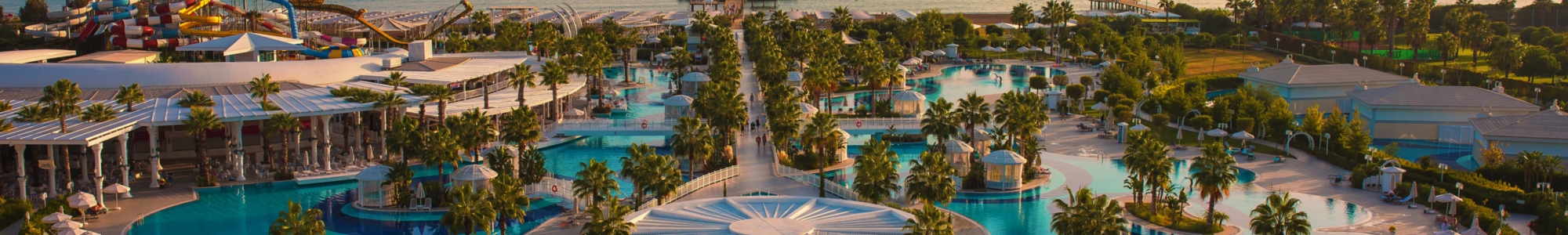 Wide shot of a golf resort in Turkey