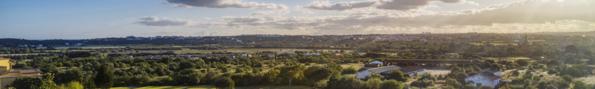 Wide shot of Dom Pedro golf course in Portugal at sunset