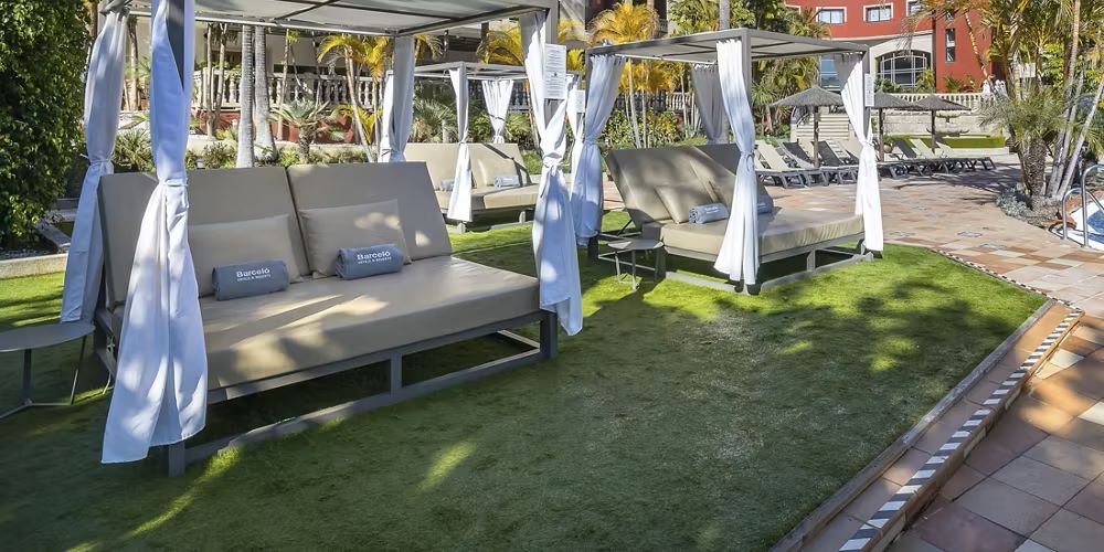 Bali beds around the pool at Barcelo Marbella in the Costa Del Sol