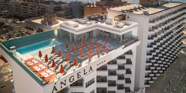 Rooftop swimming pool at Hotel Angela