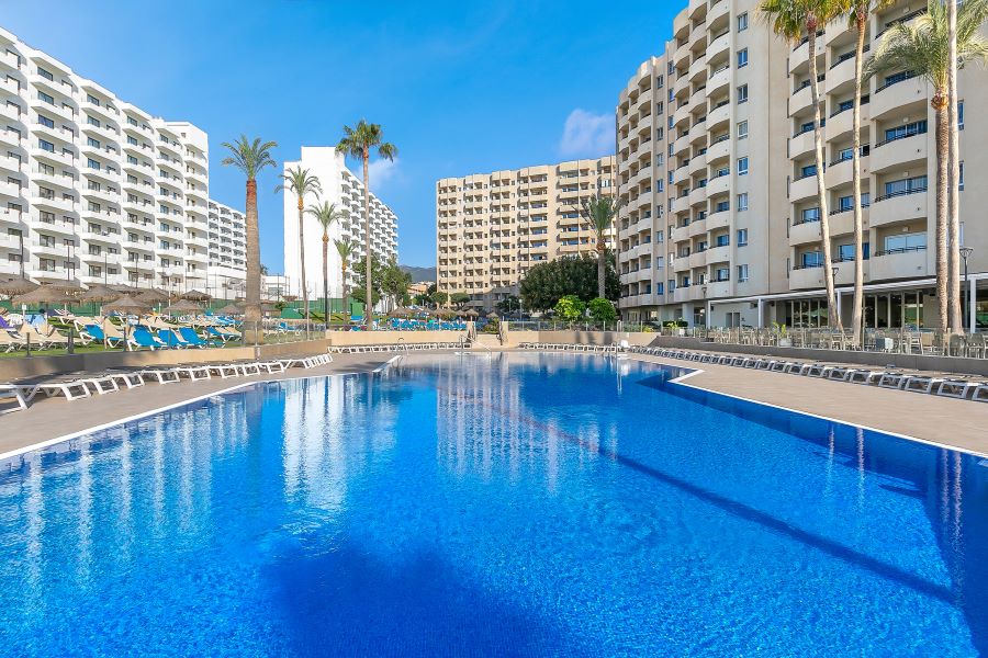 Swimming pool in front of Sol Puerto Marina in Torremolinos