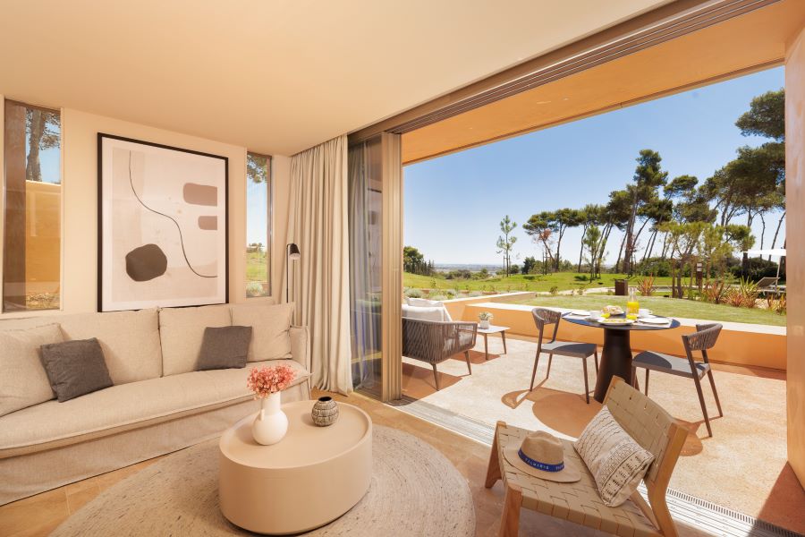 View from living area to balcony at Palmares Signature Apartments in Algarve