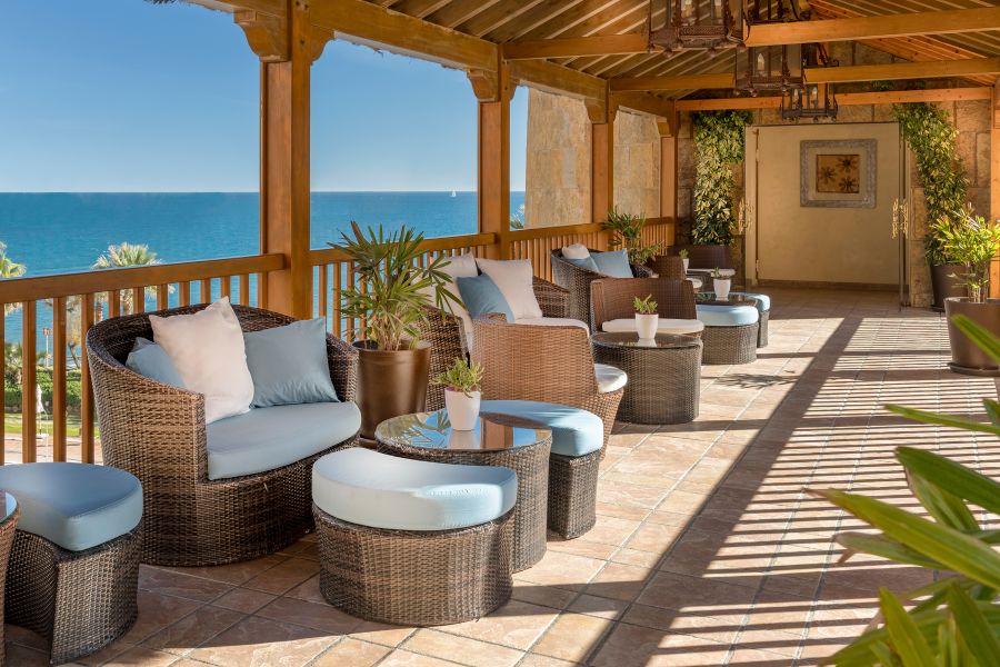 Seats and tables on terrace at Elba Estepona Gran Hotel & Thalasso Spa