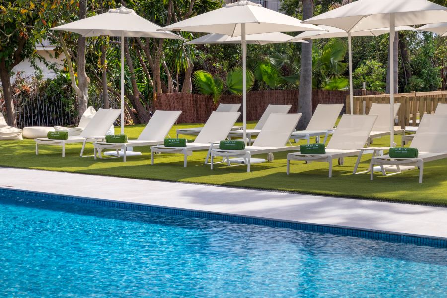 Sun loungers around the pool at Melia Lloret De Mar