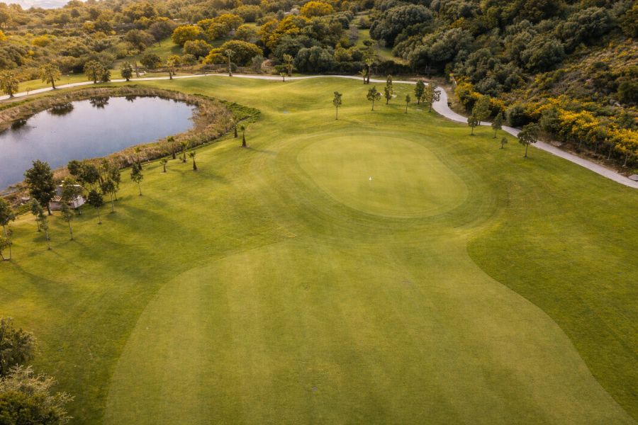 Lush green fairway on the 14th hole at Azata Golf