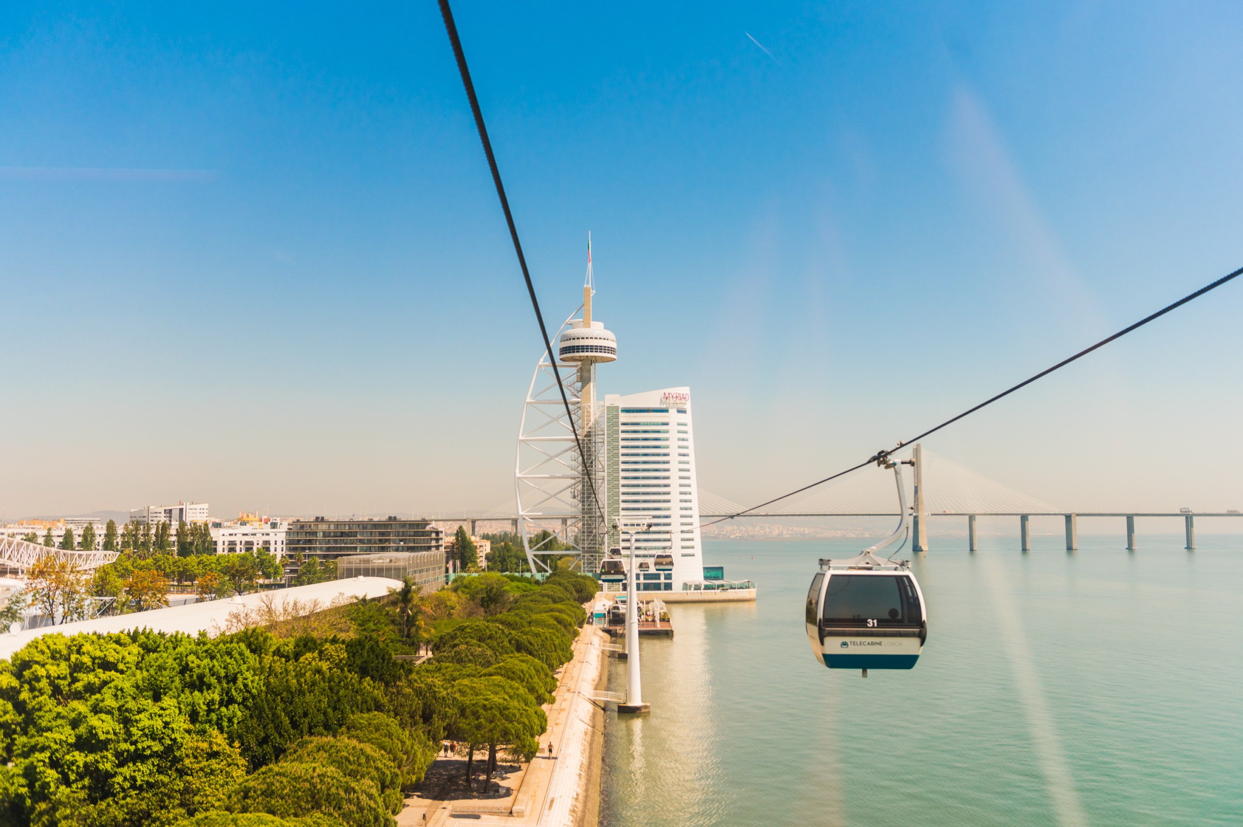 Cable car view of Lisbon from the sky