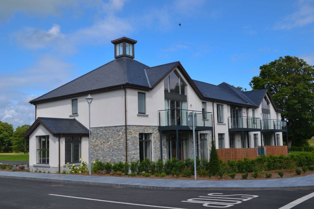 Exterior of the lodges at Killeen Castle Resort and Lodges